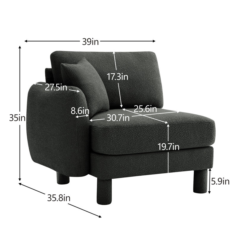 Canapé LSF avec coussin polyester gris foncé
