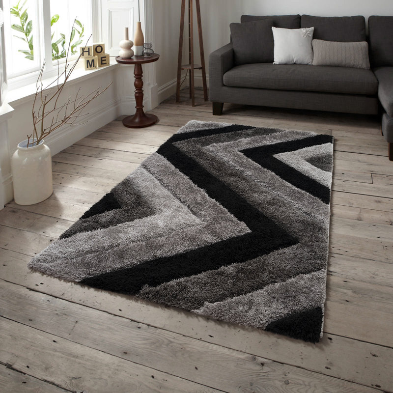 Hemma Geometric Hand Woven Shag Area Rug, Rectangle 60 x 110cm