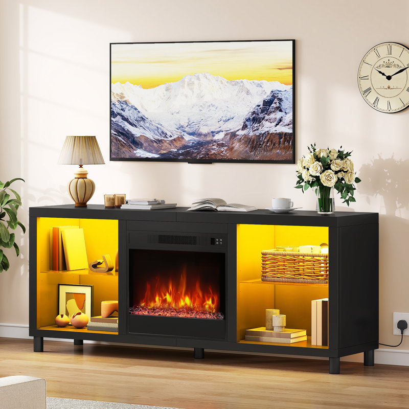 Unfinished Fireplace with Fireplace Included, Black