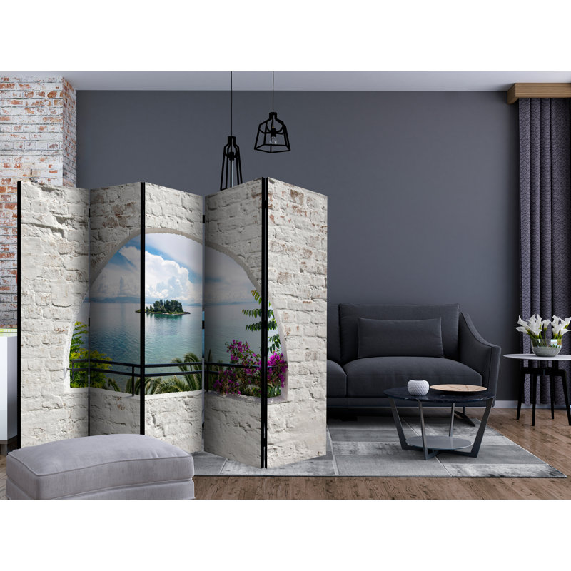Dzamhur 225cm W x 172cm H 5 - Panel Solid Wood Folding Room Divider
