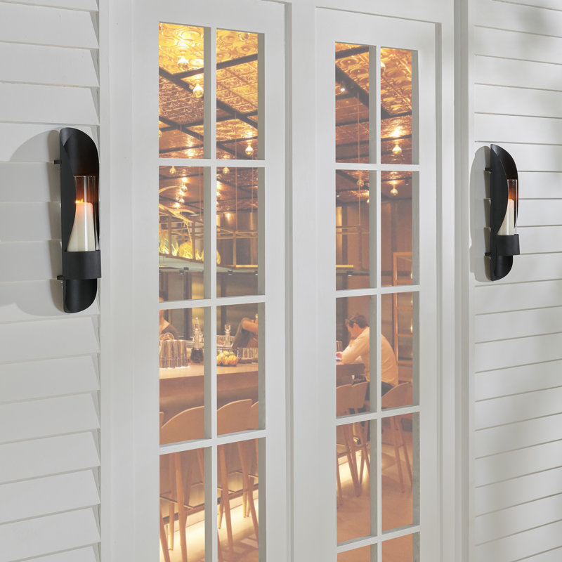 Metal and Glass Wall Sconce Candle Holder Set