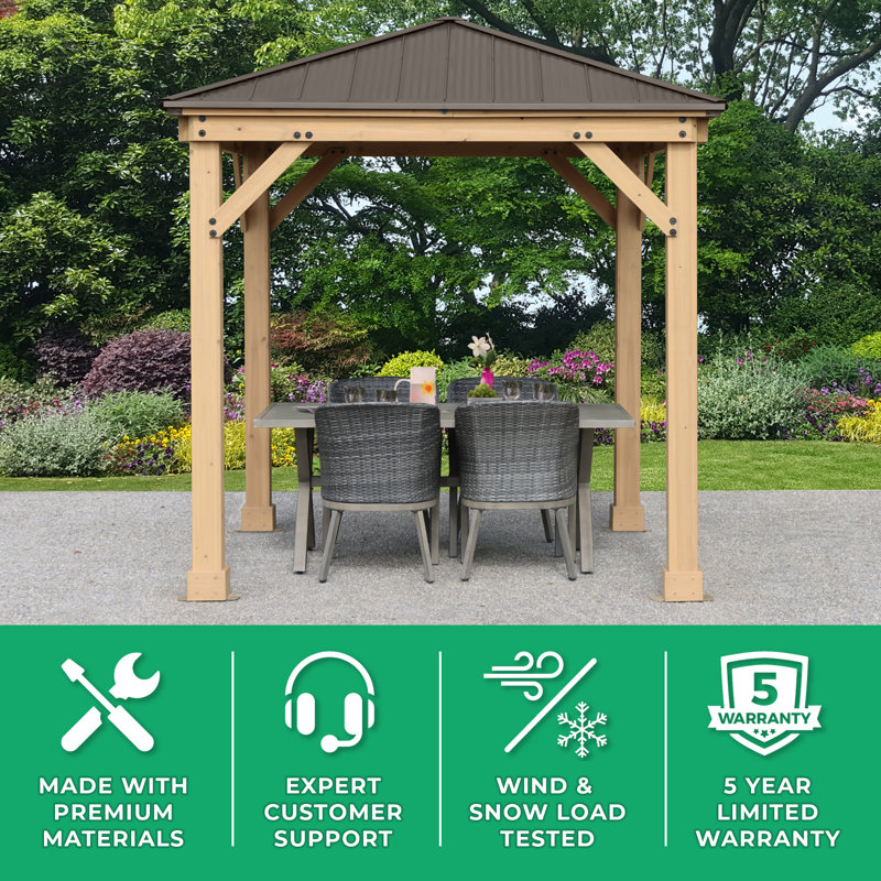 8' x 8' Cedar and Brown Permanent Gazebo