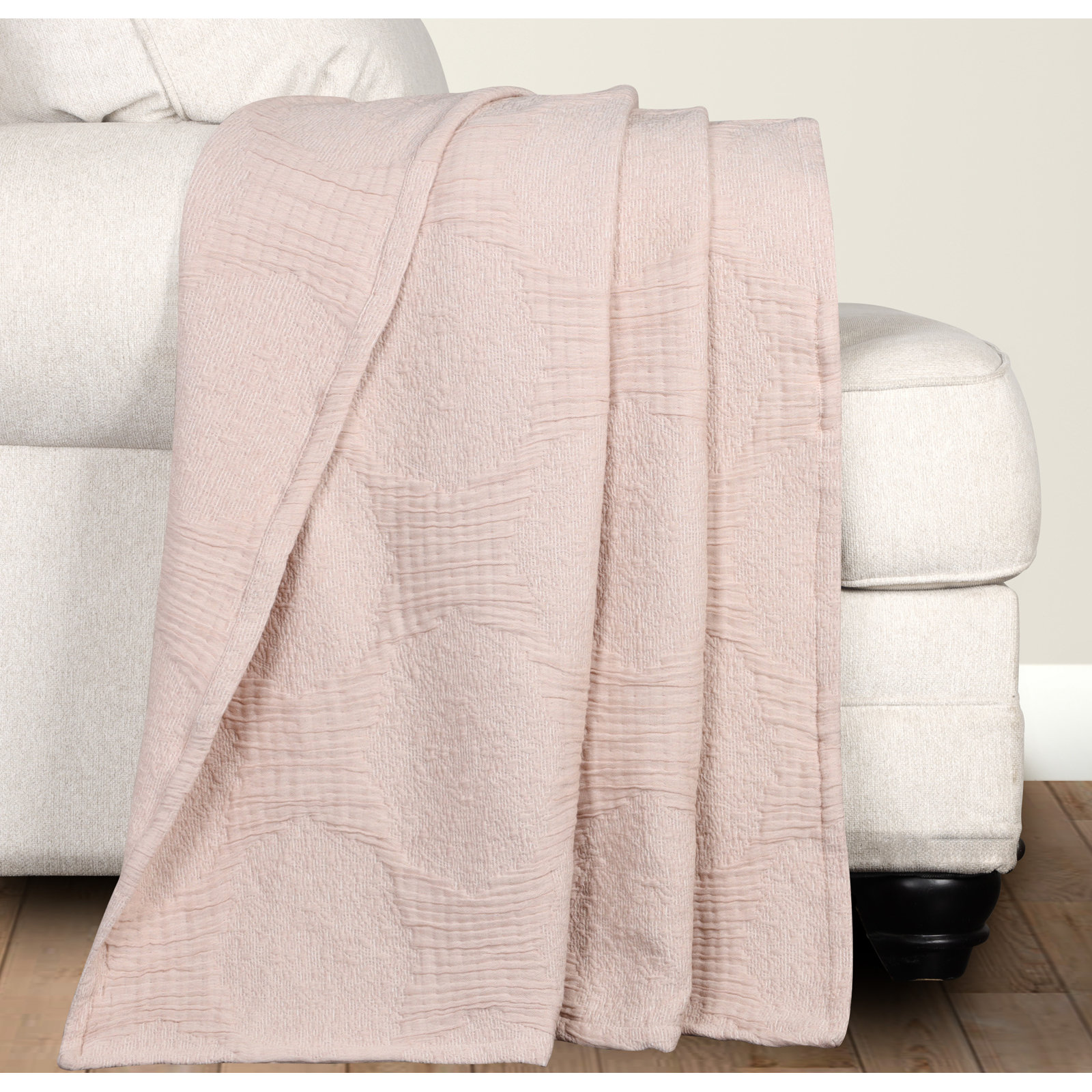 Cotton Coverlet Set, Throw Coverlet, Blush