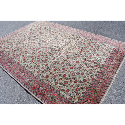 Tapis turc rétro surdimensionné en laine biologique attrayant pour ceux qui recherchent un tapis Oushak classique pour une décoration harmonieuse