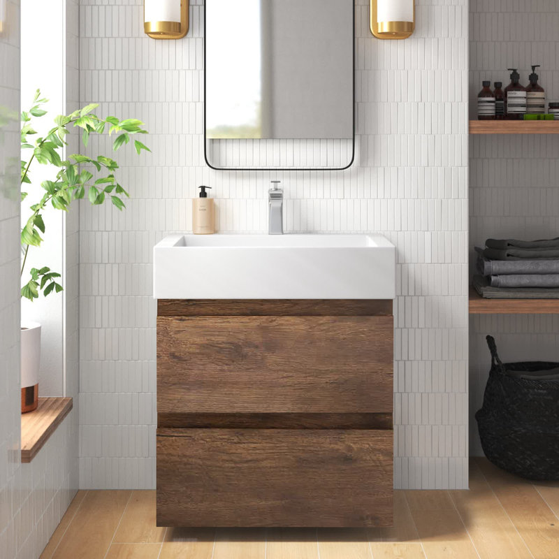 Babajide Bathroom Vanity with Acrylic Top, Rosewood