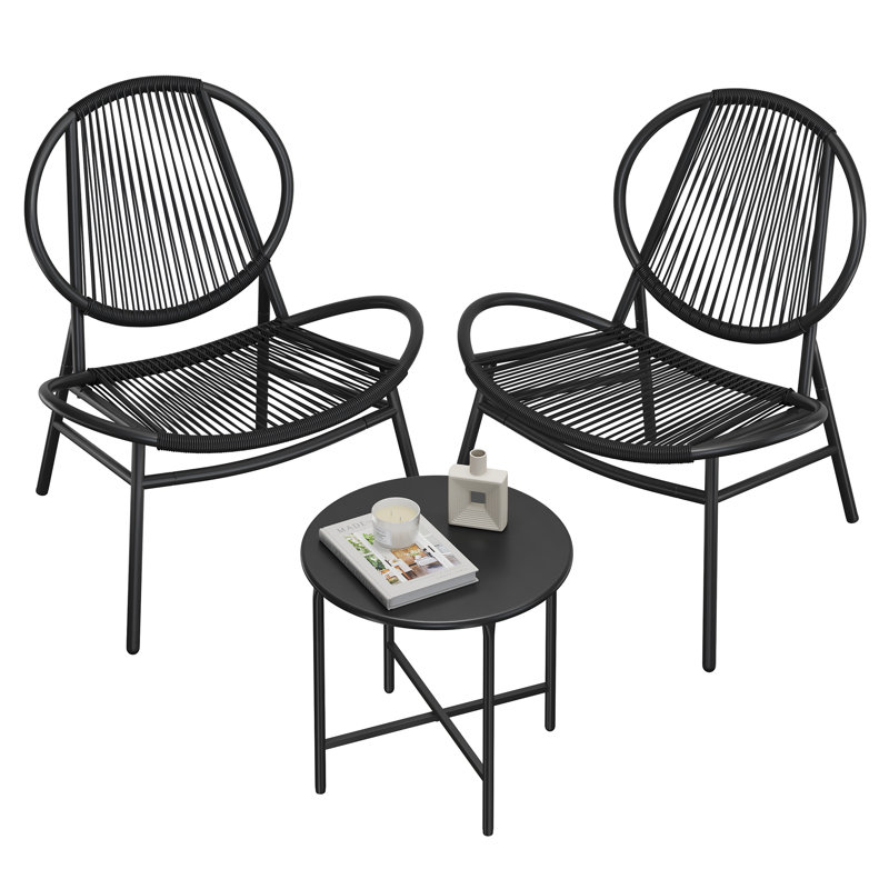 Brenn 2 - Person Patio Conversation Set, Black