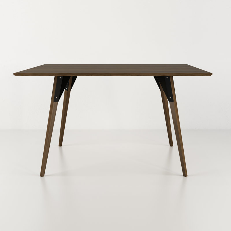 Clarke Metal Base Dining Table, 30" H x 54" L x 46" W, Walnut, Black/Walnut