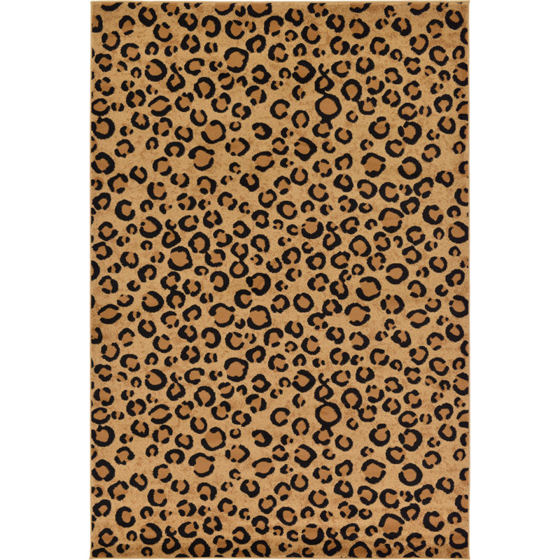 Tapis brun clair à imprimé animal Testerman, Rectangle 7 pi 1 po x 10 pi