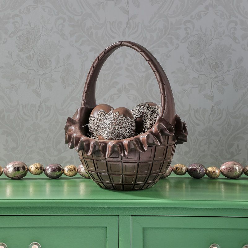 Panier de Pâques en résine 13,5 "chocolat