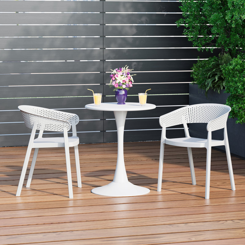 Outdoor Round Dining Set, White