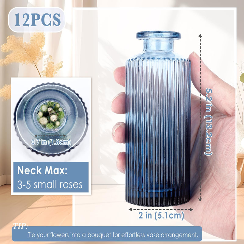 Ensemble de 12 vases en verre Bud, Bleu