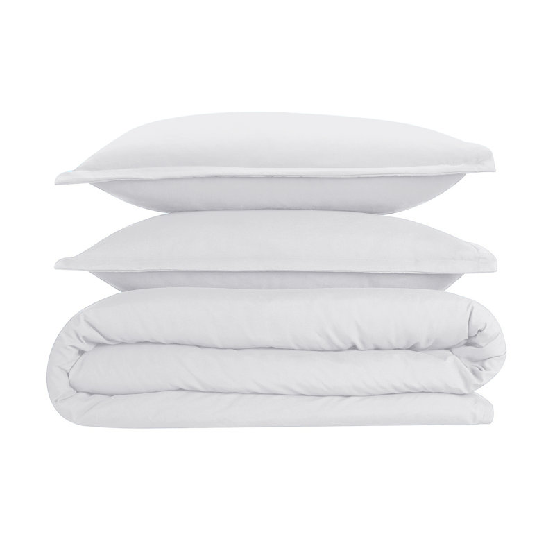 Super Soft Microfibre Reversible Plain Duvet Cover Set, Double Duvet Cover Set + 2 Pillowcases, White