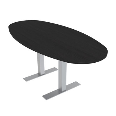 Boat Oval Conference Table With Metal T Bases