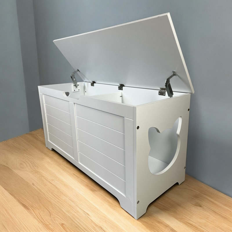 Enceinte de litière à couvercle ouvert 39,4 ", couvercle de litière caché, blanc