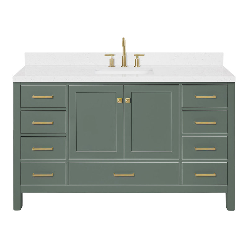 Ensemble de meuble-lavabo simple 60 po Grevera, Vintage Green, Laiton satiné