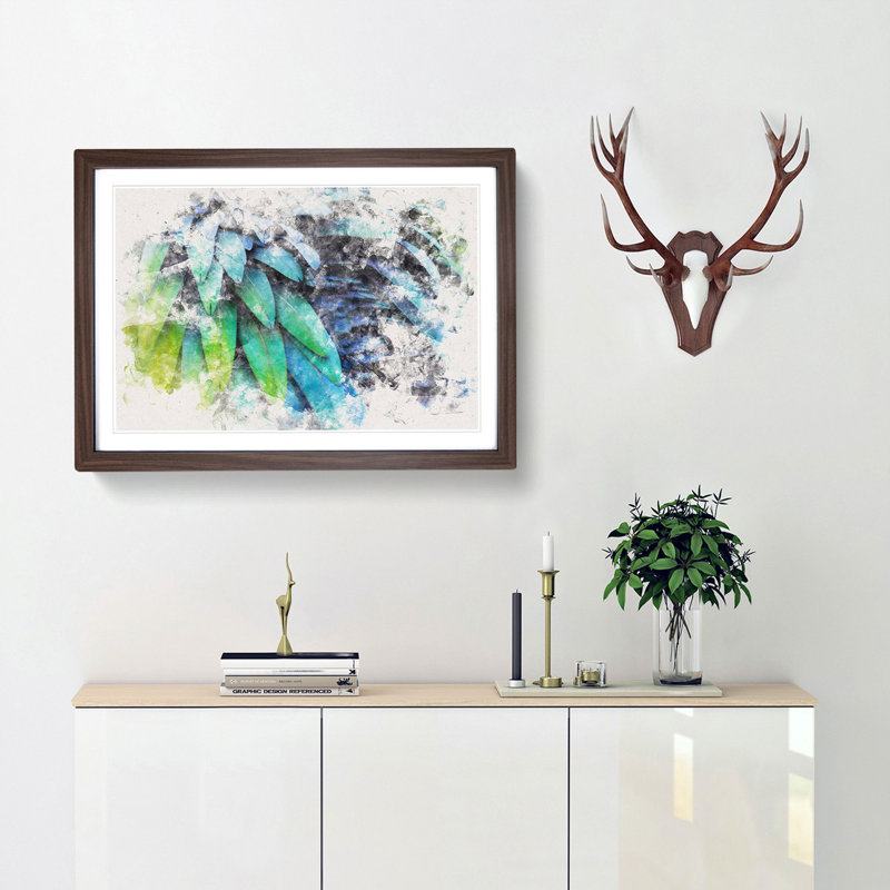 Parrot Feathers - Framed Print, Walnut Framed, 62cm H x 87cm W x 2cm D