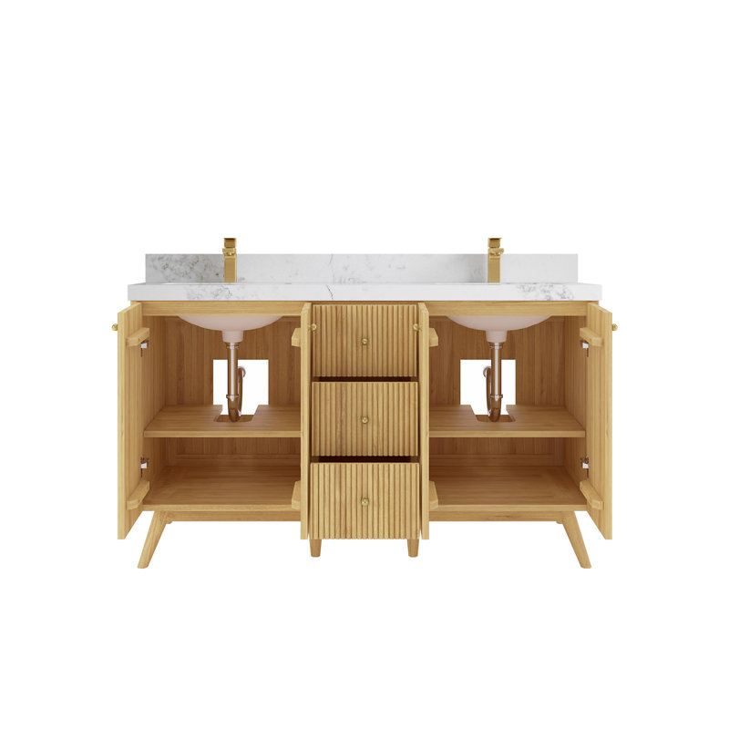Ensemble de meuble-lavabo double 60 po, Calacatta Nuvo