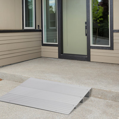 Rampe de seuil en aluminium pour fauteuil roulant de 3 pouces, capacité de 700 lb, rampe d'entrée modulaire 3 pièces, surface antidérapante, assemblage sans outil pour la porte, le scooter et le fauteuil électrique