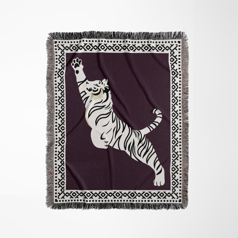 Jeté de lit Kat Tiger, Pourpre / Blanc cassé, L 70 po x l 50 po