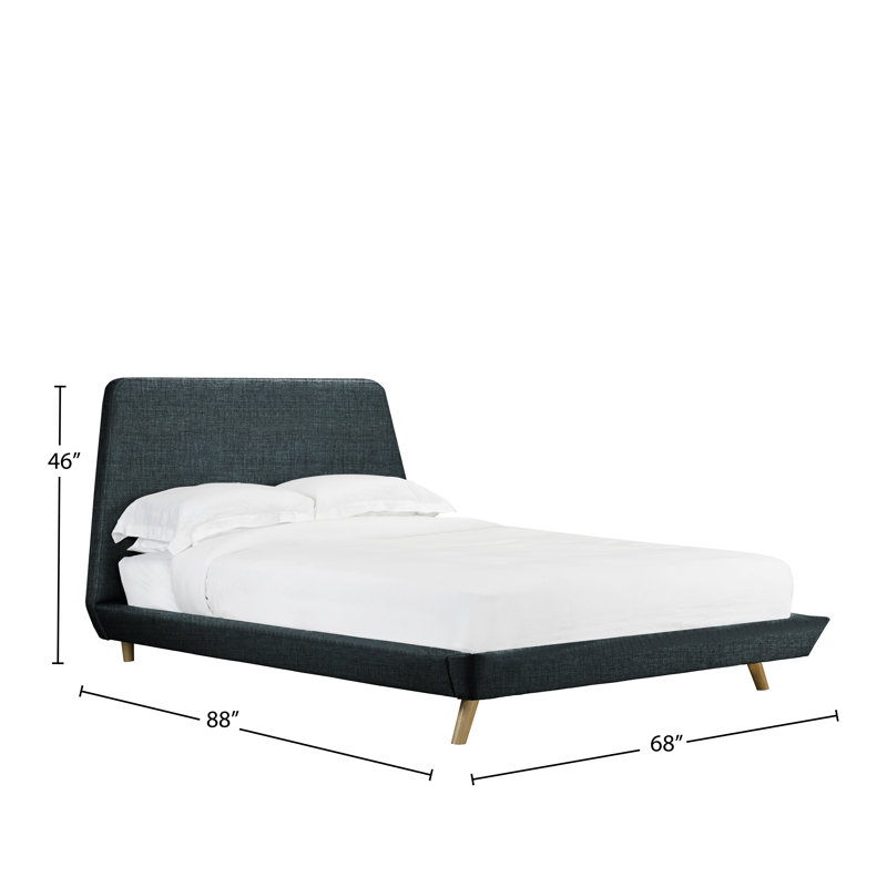 Lit plateforme tapissier Brophy, Denim, Grand