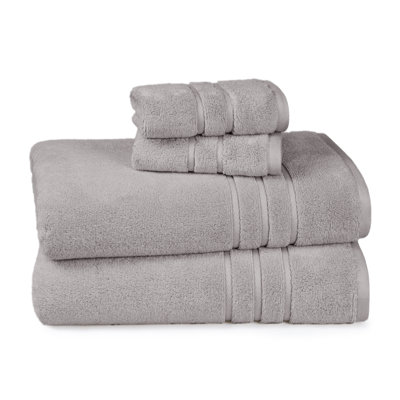 Marguerite 4 Pc Bath Towel Set, 2 Bath Towel 30x58 In , 2 Washcloth 13x13 In, Cotton and Rayon from Bamboo towel, Plush, Absorbent, Zero Twist Bathroom Towels