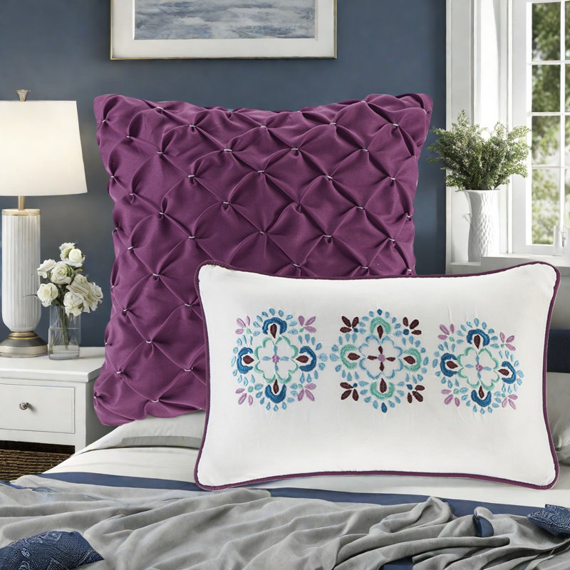 Ensembles de literie Chic Boho, édredon en microfibre mauve avec coussins décoratifs