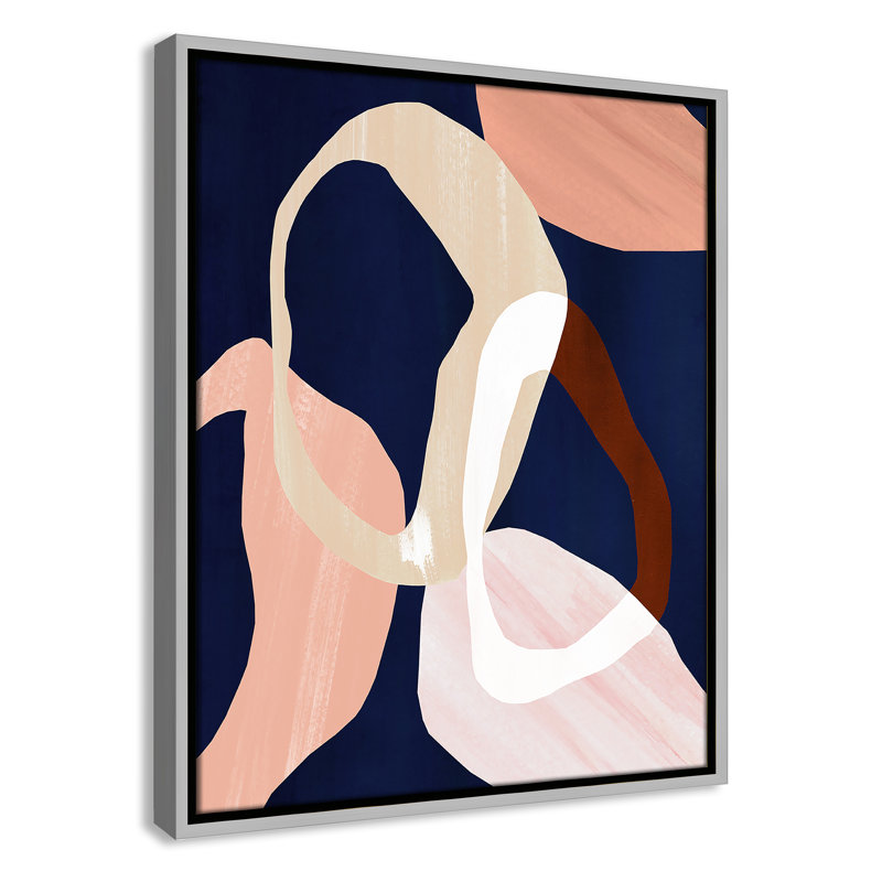 Loop II Print par Violets Print House, Toile avec cadre, Flottant argent, L 17,5 po x H 21,5 po