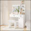 Élégant meuble-lavabo avec lumières DEL réglables, miroir rotatif et amplement de rangement pour les chambres à coucher modernes