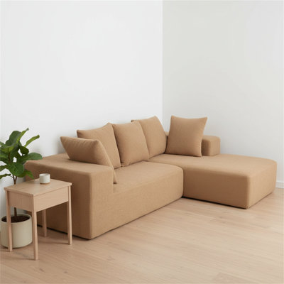 Canapé modulaire doux en tissu bouclé, prêt à l'emploi, parfait pour les appartements et les salons