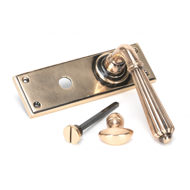 Hinton Bathroom Door Handle Kit, Polished Bronze