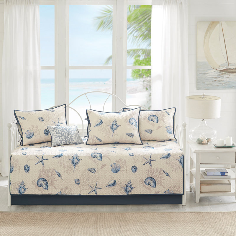 Ensembles de literie réversibles en microfibre, chambre d'amis simple bleu côtier