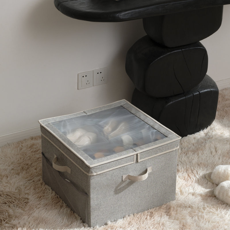 Boîte de rangement pour chaussures en tissu avec séparateurs réglables et couvercle, organisateur à 16 compartiments pour chaussures, serviettes, vêtements, jouets