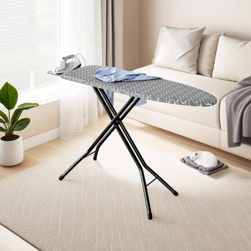Planche à repasser pliable avec repose-fer, planche à repasser réglable en hauteur avec housse épaisse résistante à la chaleur, structure en métal robuste, 43 x 13 po