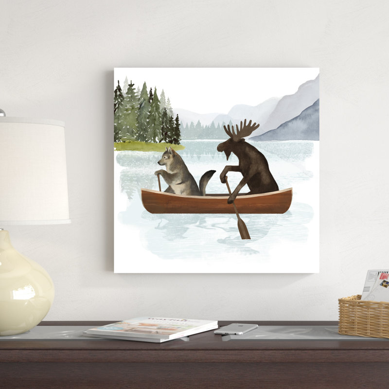 «Canoe Trip II» par Victoria Barnes - peinture sur toile tendue, H 20 po x l 20 po