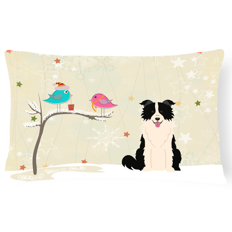 Coussin lombaire intérieur/extérieur carré de noël, Noir / blanc