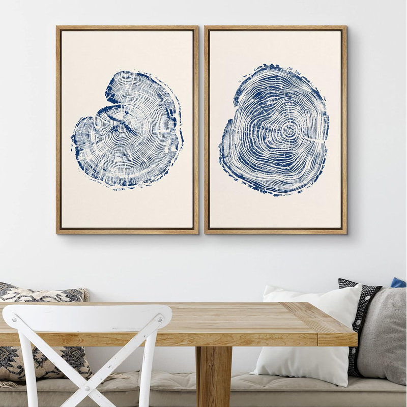 «Pastel Watercolor Green Blue Wave Collage Abstract Shapes», 2 pièces sur toile, Encadré naturel, H 36 po x l 24 po