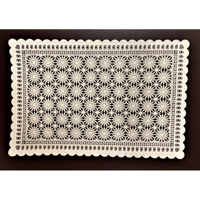 Napperon en PVC 45 x 30 cm, blanc / C, forme carrée, Floral 2, Blanc