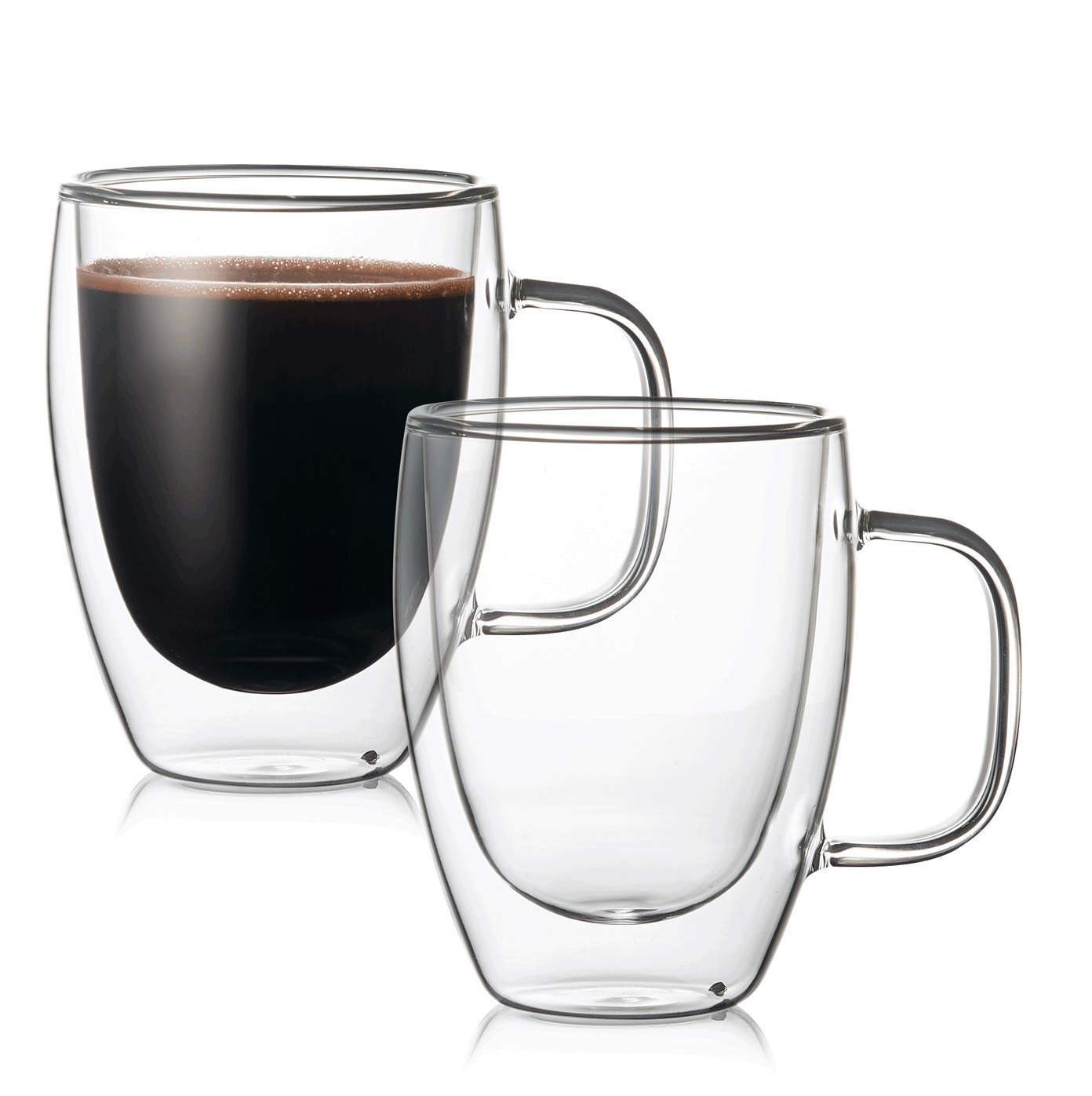 Waldy Double Glass Wall Coffee Mugs with Handles Ebern Designs Capacity: 5