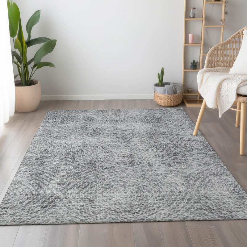 Premium Machine Washable Mayfield AMF74 Geometric Rug, 9' x 12', Ash
