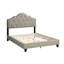 Très grand lit moderne, revêtement en polyfibre gris, cadre de lit en bois, tête de lit tapissier transitionnelle orientable, gris