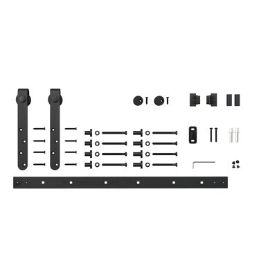 5 ft Solid Steel Mini Sliding Rolling Barn Door Hardware Kit for Single Wood Doors -  Architectural Products by Outwater L.L.C., FSDH-STRAPKIT-BK-5