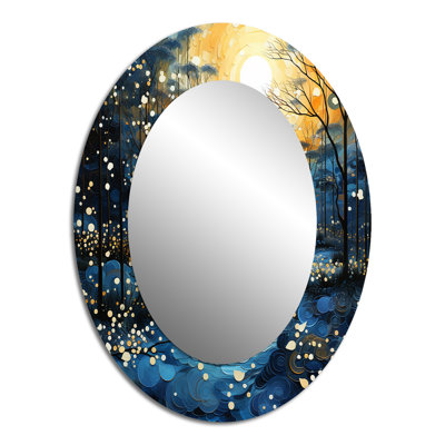 Blue River Reflections Of Serenity IV - Yellow Oval Wall Mirror Decor
