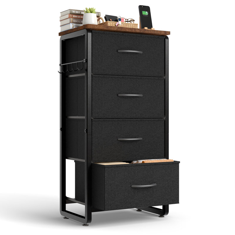 4 Drawer Storage Drawer, Black