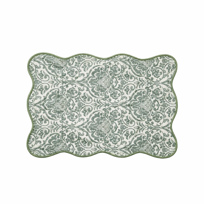 Ensemble de 4 napperons festonnés damassés d'inspiration rétro 12 po x 18 po Sage