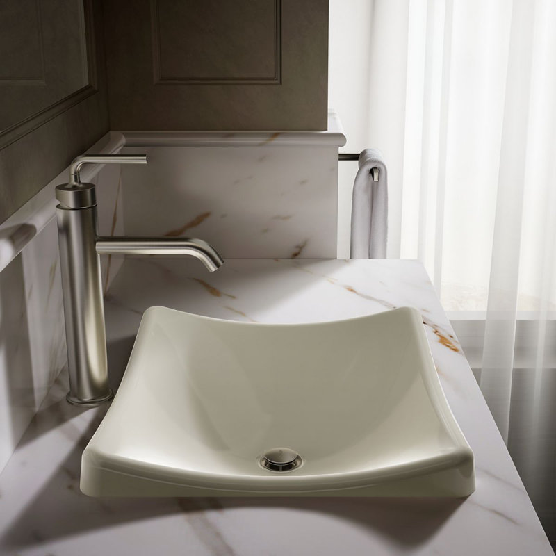 DemiLav Metal Specialty Vessel Bathroom Sink, Biscuit