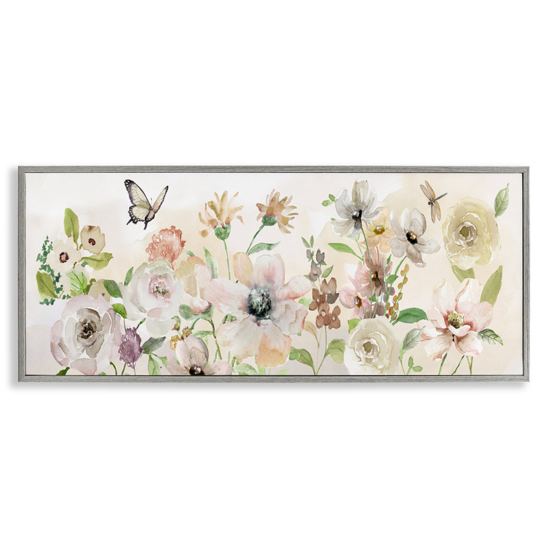Art, estampe numérique, volutes, insectes et fleurs, Estampe numérique Farmhouse, H 10 po x l 24 po