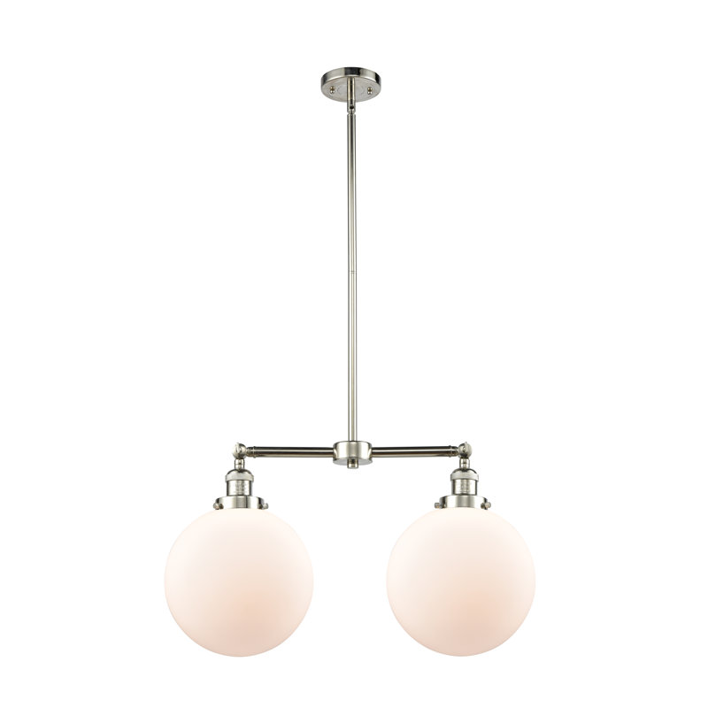 Lustre unique à 2 lumières Clermont, Ampoule non incluse, Nickel poli