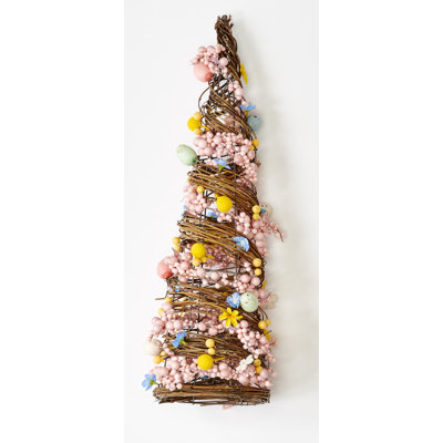 21" Tabletop Twig Tree With Easter Eggs, Berries And Flowers