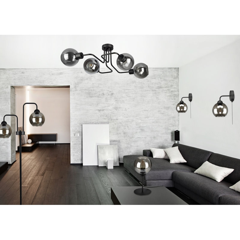 Sargat Glass Semi Flush Mount, Aluminium