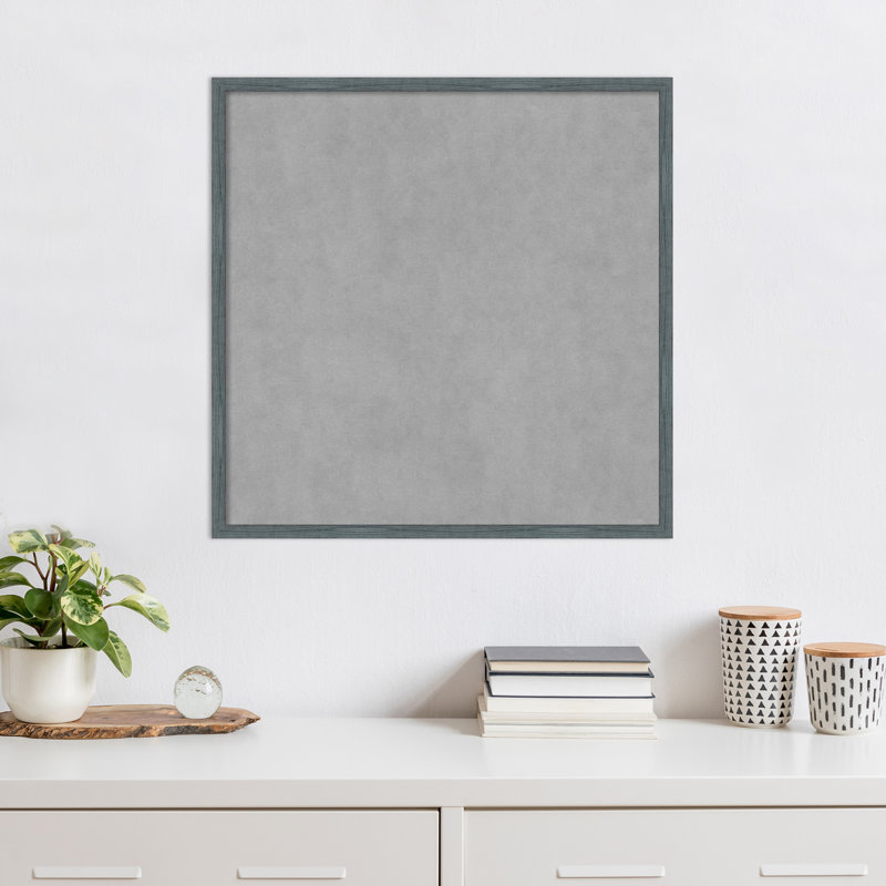 Tableau magnétique encadré étroit bleu-gris rustique, H 25 po x l 25 po